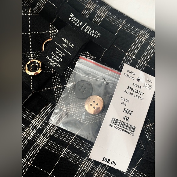 NWT White House Black Market Plaid Ankle Pants - Picture 3 of 4